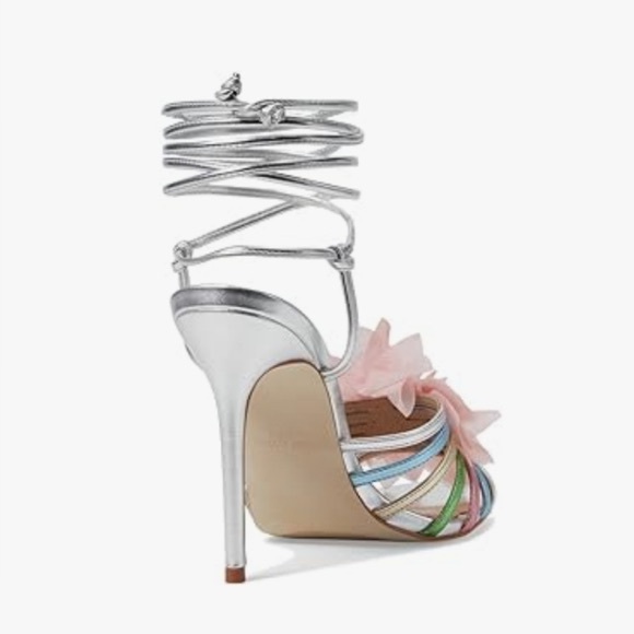 STEVE MADDEN NWT Jolisa Metallic Flower Ankle Wrap Dress Sandals - Picture 5 of 11